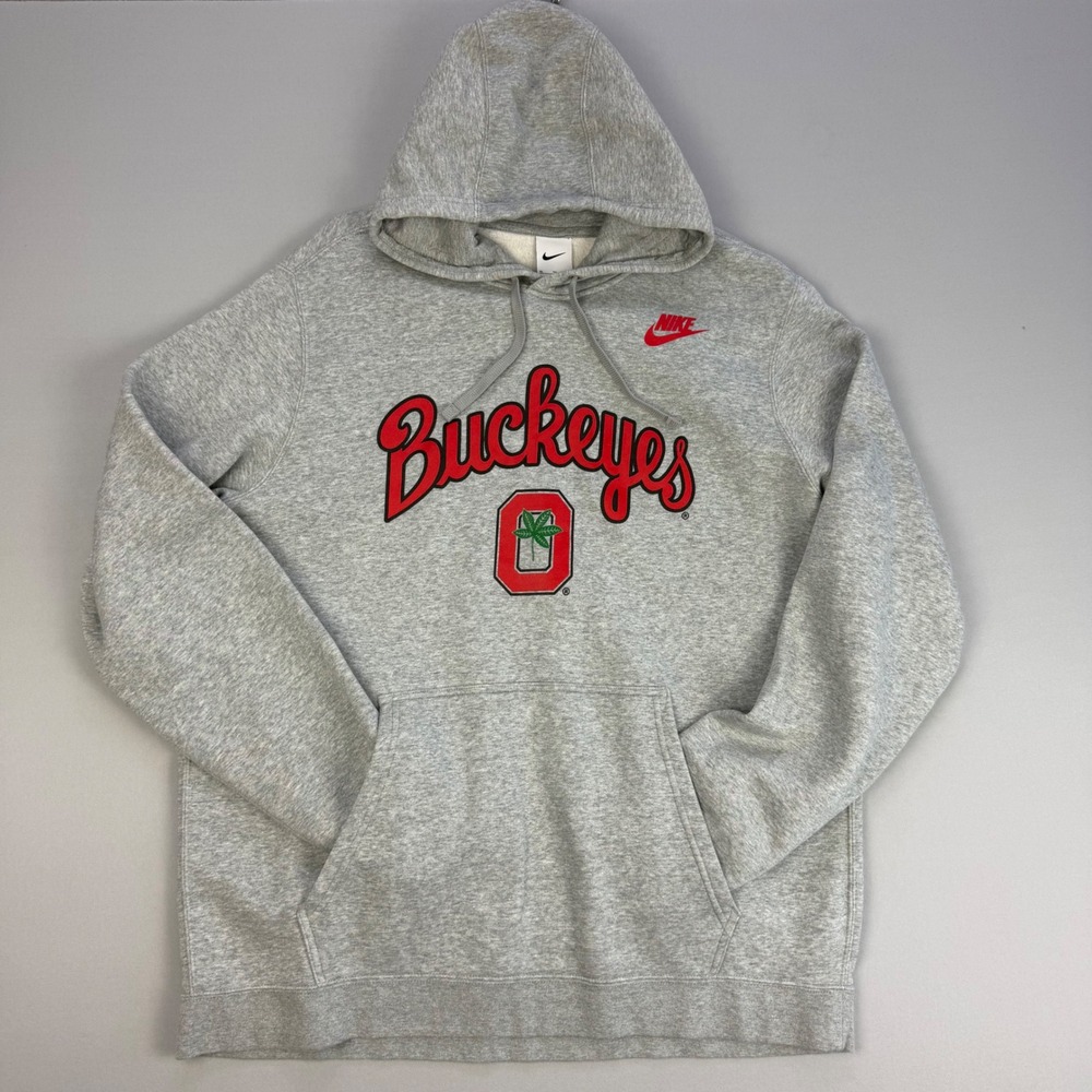 Nike Ohio State Buckeyes Vintage School Logo Pullover Hoodie OSU Gray Red XL